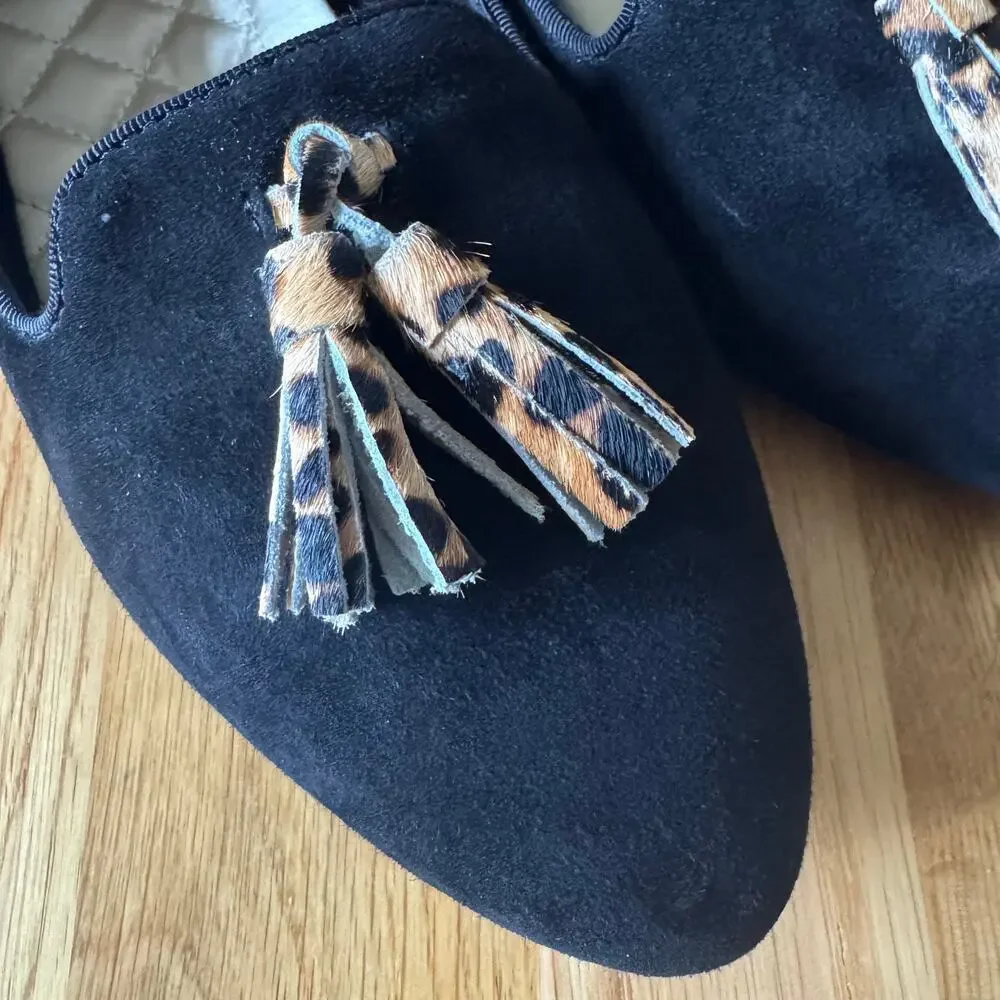 Birdies Blackbird Tassel Loafer Tassels Velvet Black Size 8.5